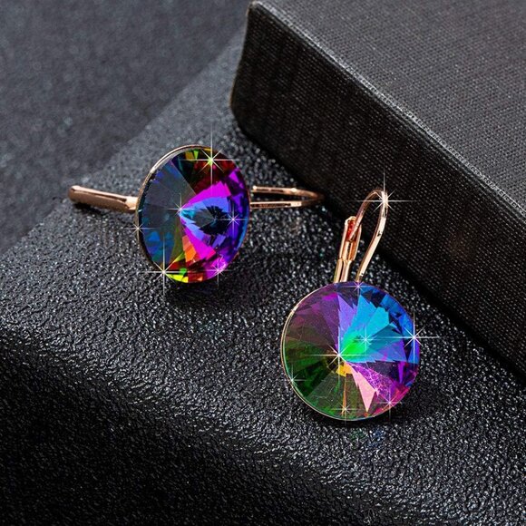 Chic Drop Earrings with 14K Gold Plating and Austrian Crystals - Perfect Gift - Picture 5 of 7